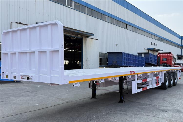 TITAN 3 Axle Flatbed Semi Trailer with Front Wall for Sale In Dominican - Container/ Wechselfahrgestell Auflieger: das Bild 2 TITAN 3 Axle Flatbed Semi Trailer with Front Wall for Sale In Dominican - Container/ Wechselfahrgestell Auflieger: das Bild 2