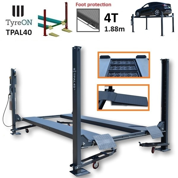 TPAL40 4T mobile hobby 4 post car lift (4 post parking lift) - Lifting height 188 cm - Runways 415 cm with roll-off protection - 230 V - RAL 7016 anthracite gray - Werkstattgerät: das Bild 1 TPAL40 4T mobile hobby 4 post car lift (4 post parking lift) - Lifting height 188 cm - Runways 415 cm with roll-off protection - 230 V - RAL 7016 anthracite gray - Werkstattgerät: das Bild 1