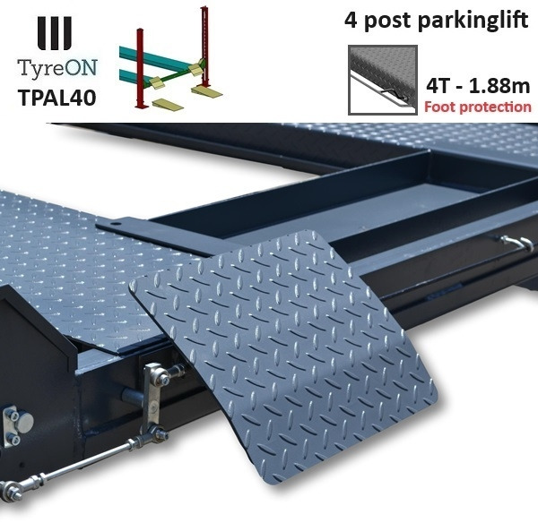 TPAL40 mobile 4 post parking lift for car - 4T - Height 188 cm - Long 415 cm runways with automatic roll-off protection - 230V-1 phase - To park 2 vehicles on top of each - Werkstattgerät: das Bild 4 TPAL40 mobile 4 post parking lift for car - 4T - Height 188 cm - Long 415 cm runways with automatic roll-off protection - 230V-1 phase - To park 2 vehicles on top of each - Werkstattgerät: das Bild 4