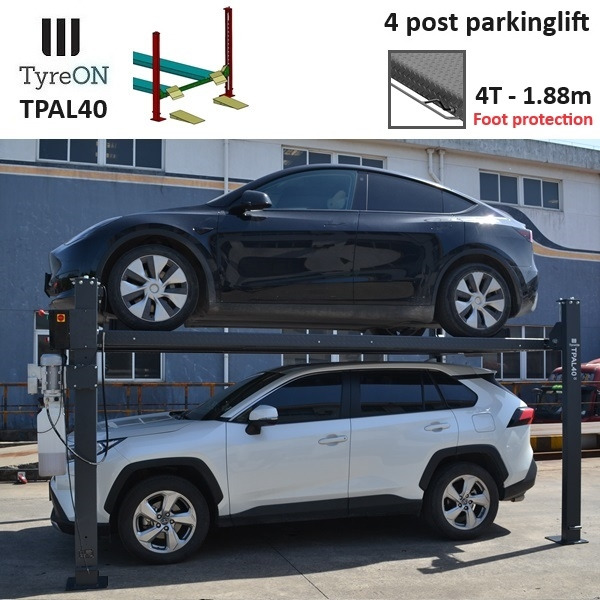 TPAL40 mobile 4 post parking lift for car - 4T - Height 188 cm - Long 415 cm runways with automatic roll-off protection - 230V-1 phase - To park 2 vehicles on top of each - Werkstattgerät: das Bild 1 TPAL40 mobile 4 post parking lift for car - 4T - Height 188 cm - Long 415 cm runways with automatic roll-off protection - 230V-1 phase - To park 2 vehicles on top of each - Werkstattgerät: das Bild 1