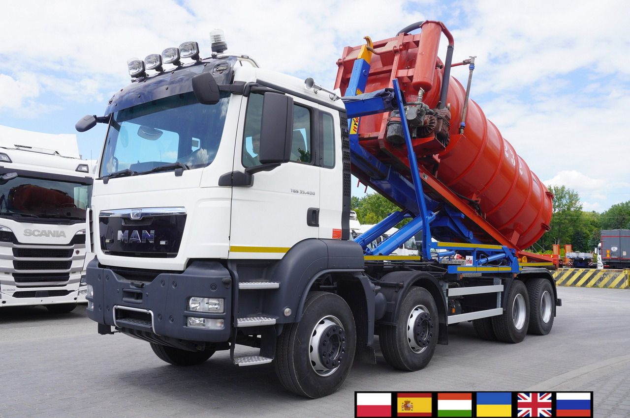 MAN TGS 35.400 8 × 4 E5 / HYVA HOOK LIFT 32.56 SE / Septic barrel 13000 L - Güllefass: das Bild 1 MAN TGS 35.400 8 × 4 E5 / HYVA HOOK LIFT 32.56 SE / Septic barrel 13000 L - Güllefass: das Bild 1