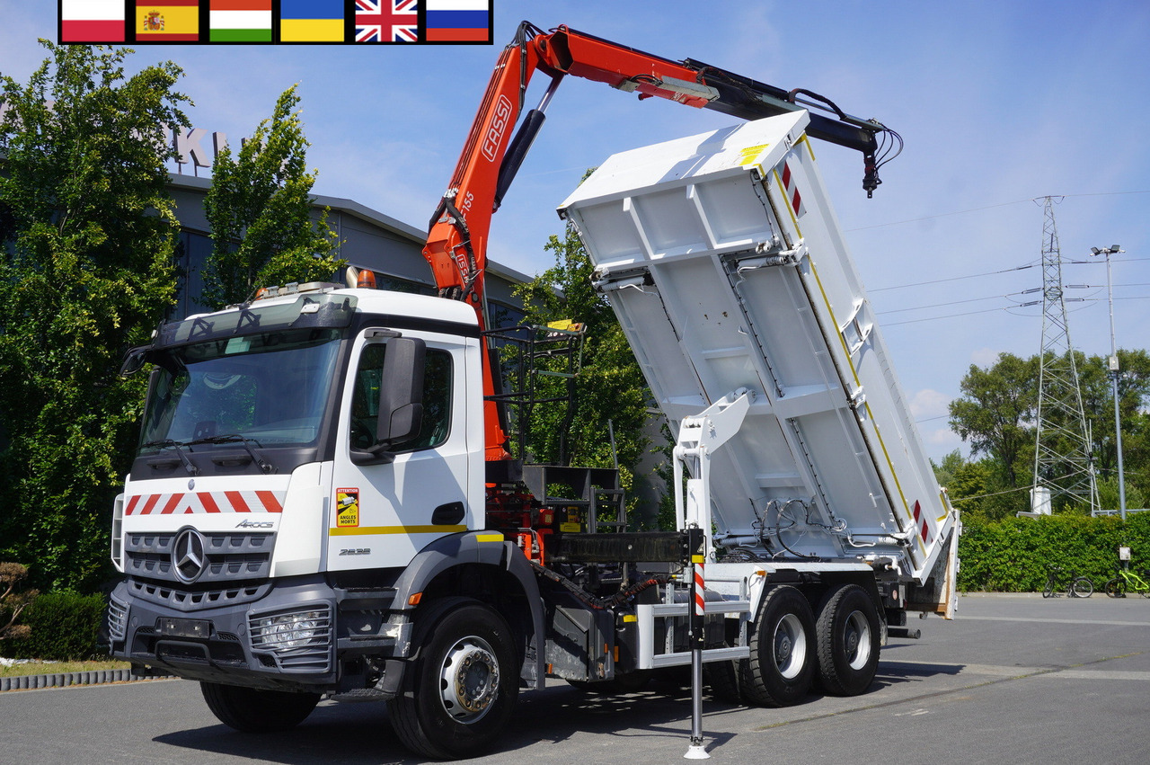 MERCEDES-BENZ AROCS 2636 / Fassi F155A.0.22 crane 6t / 120 tho. km / 3-sided dump truck / 2 x Bordmatic - Autokran: das Bild 1 MERCEDES-BENZ AROCS 2636 / Fassi F155A.0.22 crane 6t / 120 tho. km / 3-sided dump truck / 2 x Bordmatic - Autokran: das Bild 1