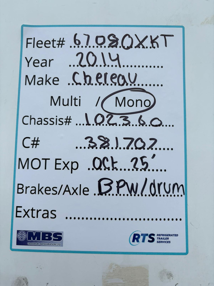 Chereau 2014 SLXi Spectrum – 67080XKT - Kühlkoffer Auflieger: das Bild 2 Chereau 2014 SLXi Spectrum – 67080XKT - Kühlkoffer Auflieger: das Bild 2