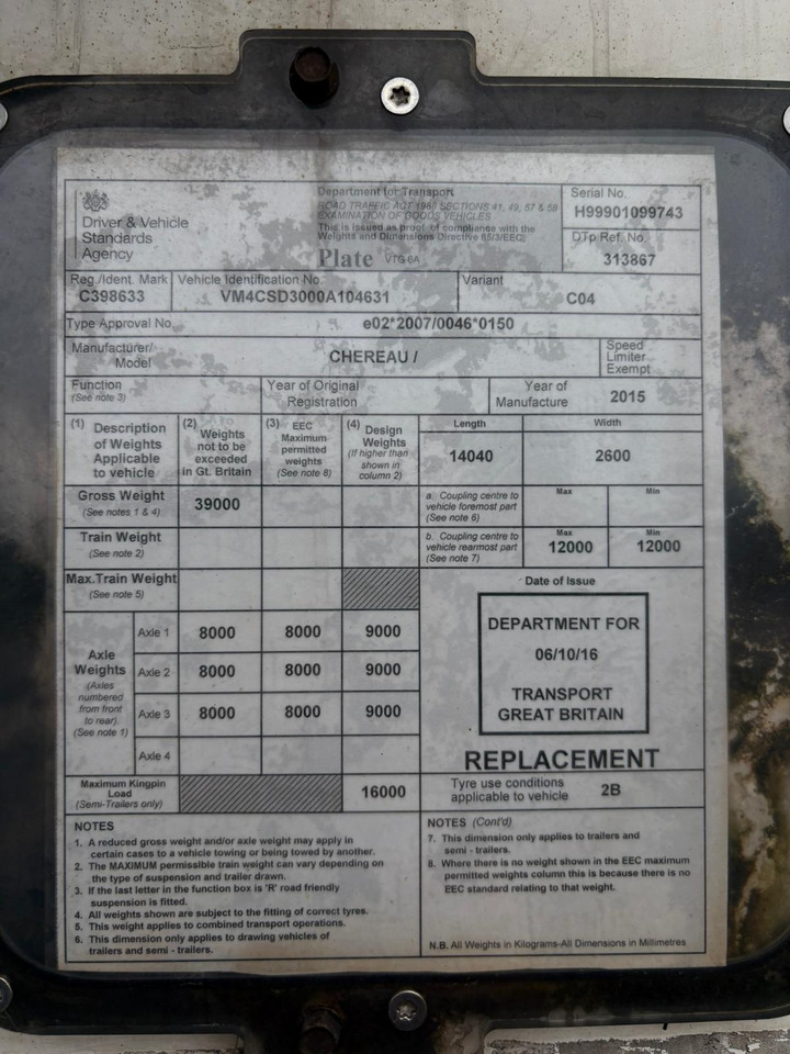 Chereau 2015 Vector 1950MT – JST102 - Kühlkoffer Auflieger: das Bild 4 Chereau 2015 Vector 1950MT – JST102 - Kühlkoffer Auflieger: das Bild 4