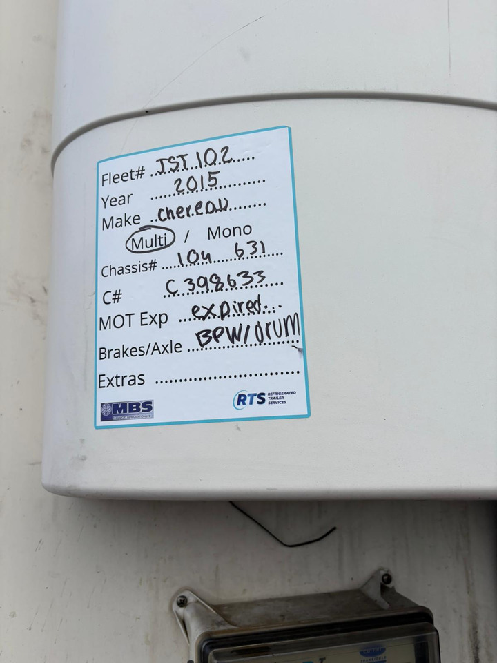 Chereau 2015 Vector 1950MT – JST102 - Kühlkoffer Auflieger: das Bild 3 Chereau 2015 Vector 1950MT – JST102 - Kühlkoffer Auflieger: das Bild 3