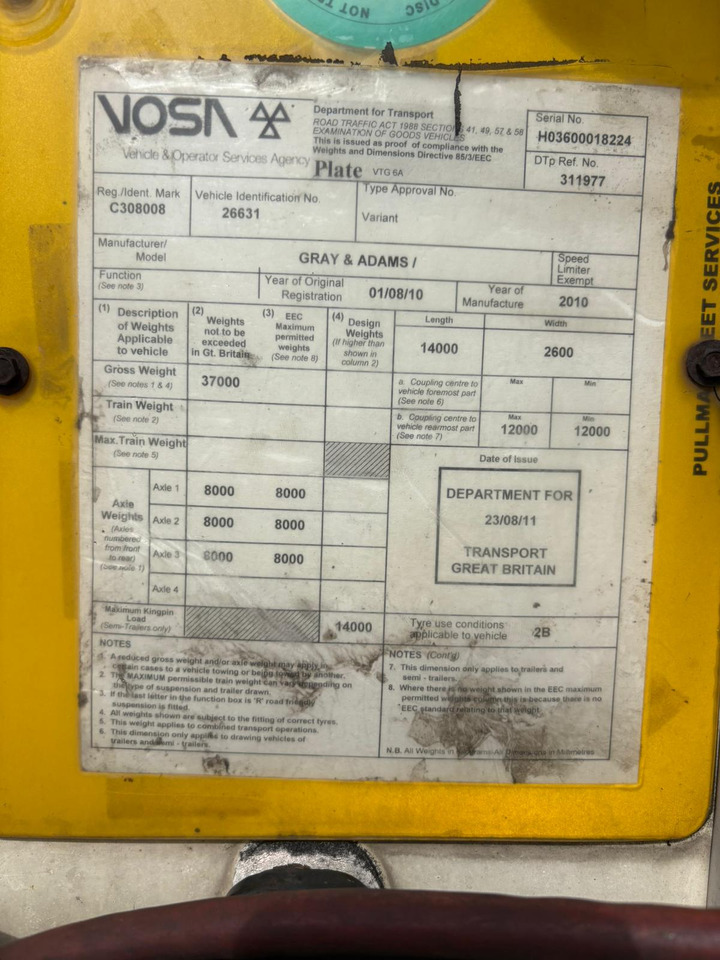Gray and Adams 2010 Vector 1850 – D12 - Kühlkoffer Auflieger: das Bild 5 Gray and Adams 2010 Vector 1850 – D12 - Kühlkoffer Auflieger: das Bild 5