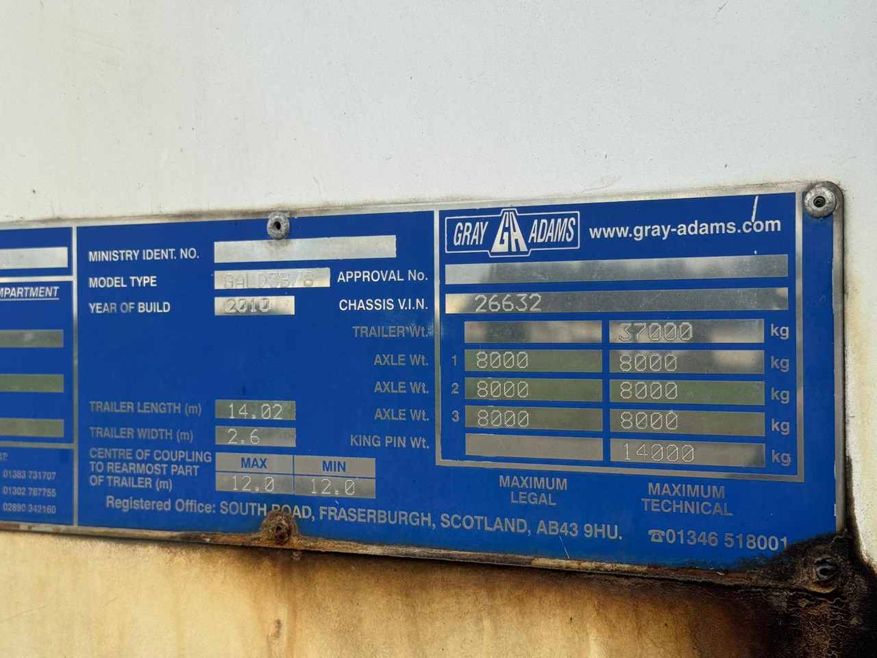 Gray and Adams 2010 Vector 1850 MT – D11 - Kühlkoffer Auflieger: das Bild 5 Gray and Adams 2010 Vector 1850 MT – D11 - Kühlkoffer Auflieger: das Bild 5