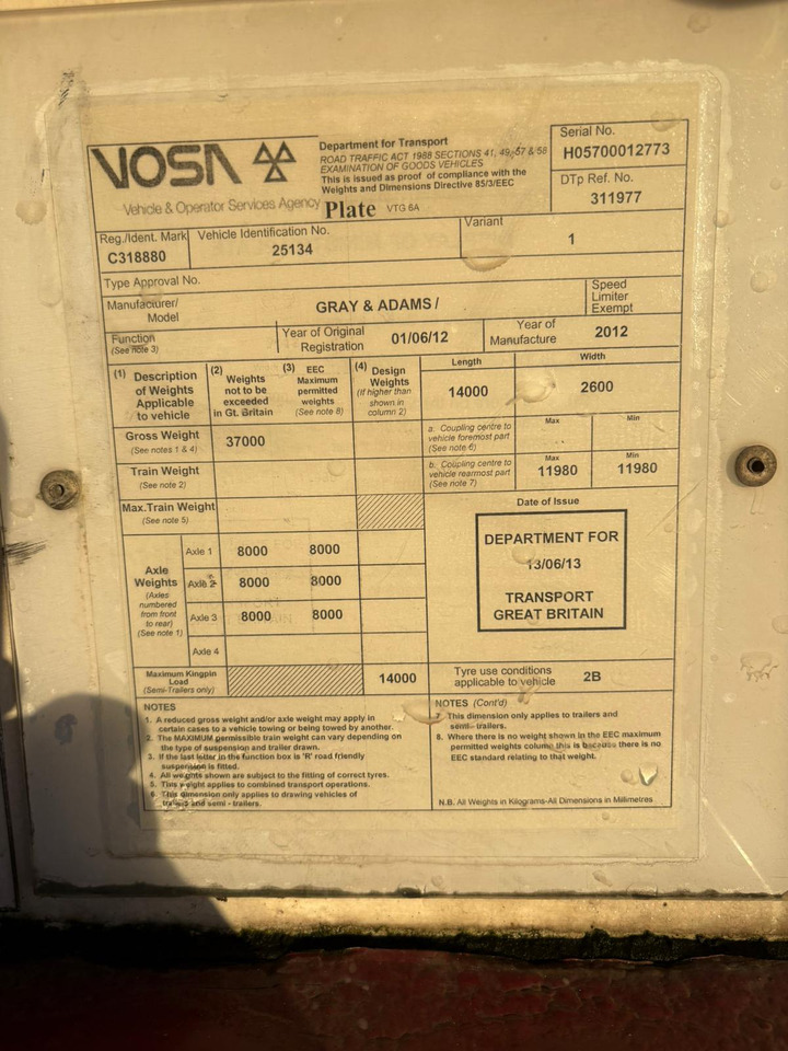 Gray and Adams 2012 SLXE 400 – CBT225ER - Kühlkoffer Auflieger: das Bild 2 Gray and Adams 2012 SLXE 400 – CBT225ER - Kühlkoffer Auflieger: das Bild 2
