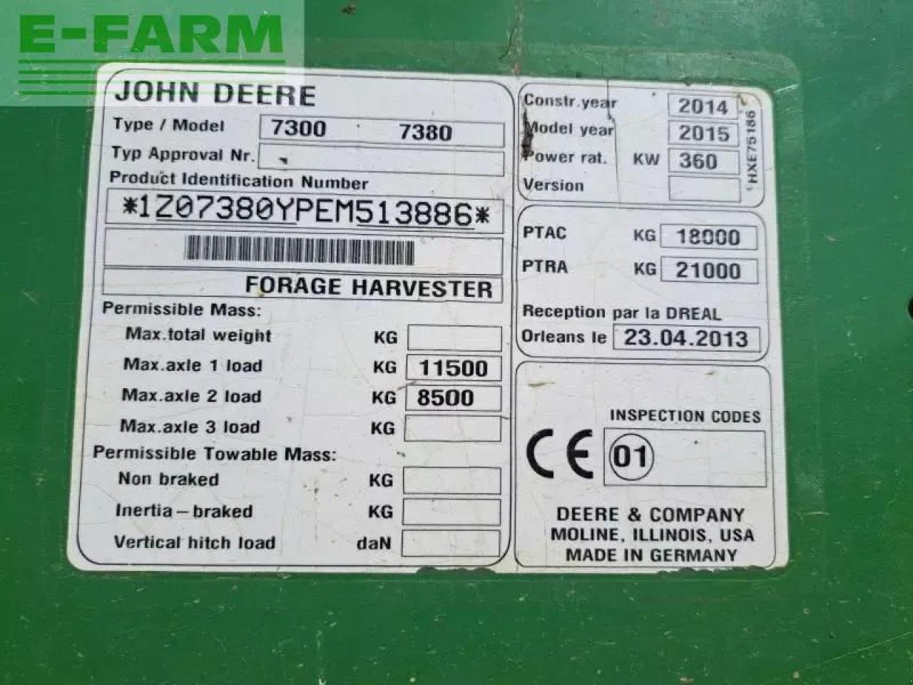 Feldhäcksler John Deere 7380: das Bild 8