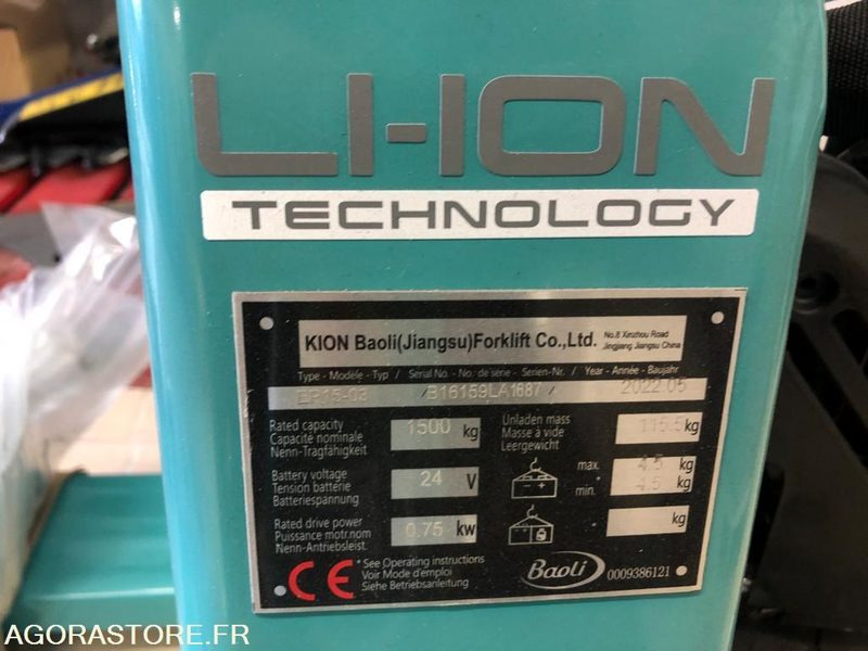 1 Transpalette Electrique 1500 Kg BAOLI - NEUF - Baugeräte: das Bild 3 1 Transpalette Electrique 1500 Kg BAOLI - NEUF - Baugeräte: das Bild 3