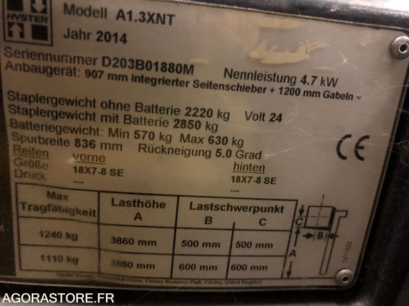 Chariot frontal 3 roues 2014 - Hyster A1.3 XNT - Elektrostapler: das Bild 5 Chariot frontal 3 roues 2014 - Hyster A1.3 XNT - Elektrostapler: das Bild 5