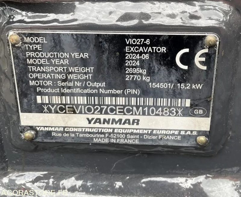MINI PELLE SUR CHENILLE YANMAR VIO27-6 - Minibagger: das Bild 5 MINI PELLE SUR CHENILLE YANMAR VIO27-6 - Minibagger: das Bild 5