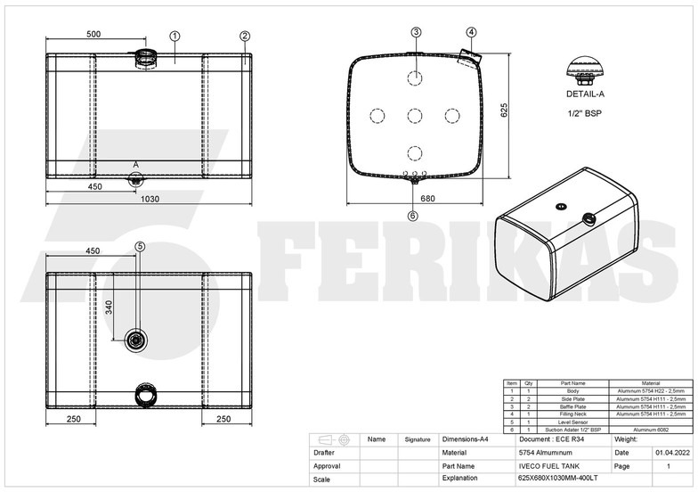 NEU: Kraftstofftank für LKW Iveco New aluminum fuel tank 400L: das Bild 8
