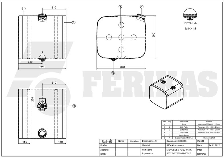 NEU: Kraftstofftank für LKW Mercedes-Benz New aluminum fuel tank 200L: das Bild 8