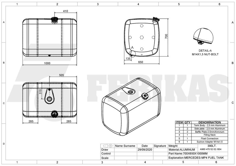 NEU: Kraftstofftank für LKW Mercedes-Benz New aluminum fuel tank 390L: das Bild 7
