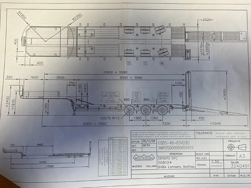 Nooteboom OSDS-48-03V, 6 M EXTENDABLE, LAST AXLE STEERING. FIRST LIFT AXEL, HYDRAULIC RAMPS - Tieflader Auflieger: das Bild 2 Nooteboom OSDS-48-03V, 6 M EXTENDABLE, LAST AXLE STEERING. FIRST LIFT AXEL, HYDRAULIC RAMPS - Tieflader Auflieger: das Bild 2
