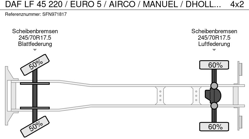 Plane LKW DAF LF 45 220 / EURO 5 / AIRCO / MANUEL / DHOLLANDIA 2000kg: das Bild 14
