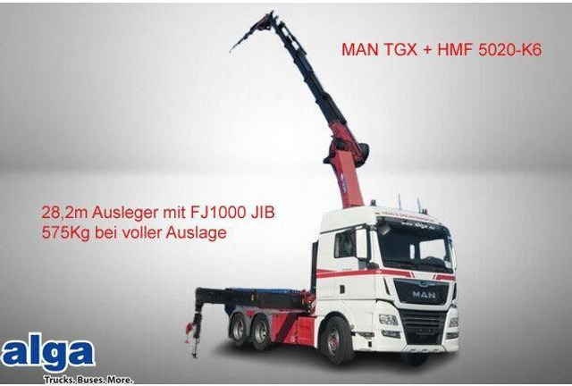 MAN 28.500 TGX 6X2-2 BLS, Kran HMF 5020-K6, Funk,23m - Sattelzugmaschine: das Bild 1 MAN 28.500 TGX 6X2-2 BLS, Kran HMF 5020-K6, Funk,23m - Sattelzugmaschine: das Bild 1