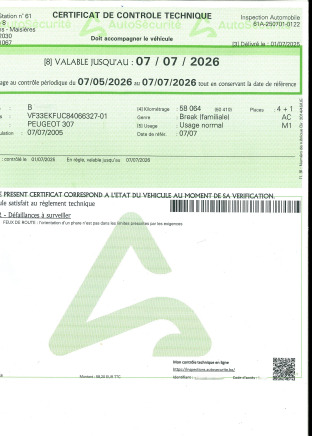 Voiture Peugeot 307 (2005-58.925 km-VIN:VF33EKFUC84066327) - PKW: das Bild 3 Voiture Peugeot 307 (2005-58.925 km-VIN:VF33EKFUC84066327) - PKW: das Bild 3