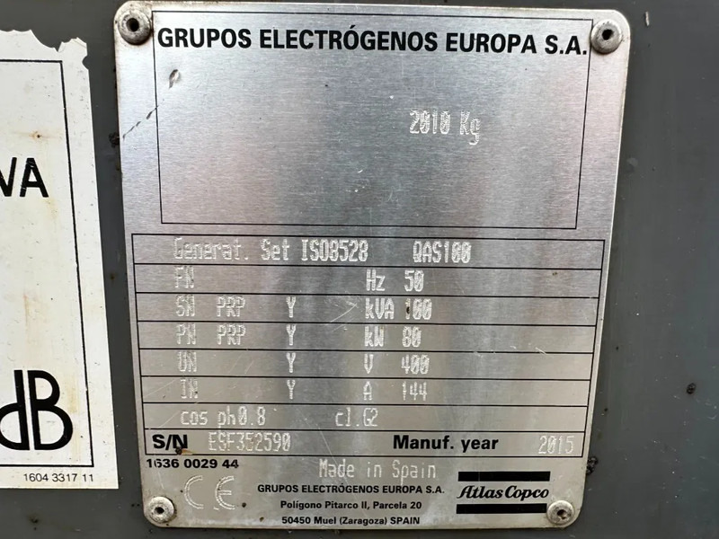 Atlas-Copco QAS 100 Perkins Leroy Somer 100 kVA Silent Rental generatorset - Stromgenerator: das Bild 4 Atlas-Copco QAS 100 Perkins Leroy Somer 100 kVA Silent Rental generatorset - Stromgenerator: das Bild 4