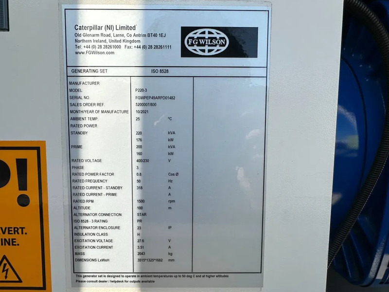 FG Wilson P220-3 Perkins 220 kVA Silent generatorset as New ! - Stromgenerator: das Bild 4 FG Wilson P220-3 Perkins 220 kVA Silent generatorset as New ! - Stromgenerator: das Bild 4