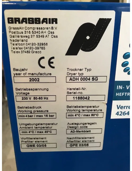 Grassair ADH0004SG 10 Bar Absorptiedroger - Luftkompressor: das Bild 3 Grassair ADH0004SG 10 Bar Absorptiedroger - Luftkompressor: das Bild 3