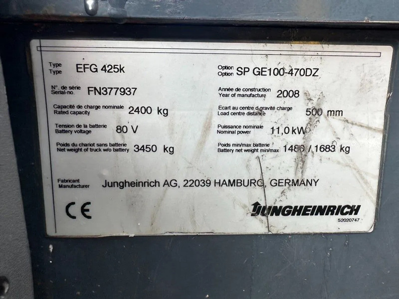 Jungheinrich EFG 425 K 2.5 ton Triplex Freelift Sideshift Elektra Heftruck - Elektrostapler: das Bild 5 Jungheinrich EFG 425 K 2.5 ton Triplex Freelift Sideshift Elektra Heftruck - Elektrostapler: das Bild 5