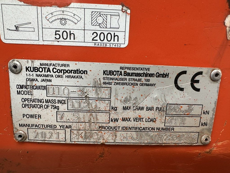 Kubota U10-3 Minigraver Diesel Graafmachine 2021 ! 690 uur ! As New ! - Minibagger: das Bild 4 Kubota U10-3 Minigraver Diesel Graafmachine 2021 ! 690 uur ! As New ! - Minibagger: das Bild 4
