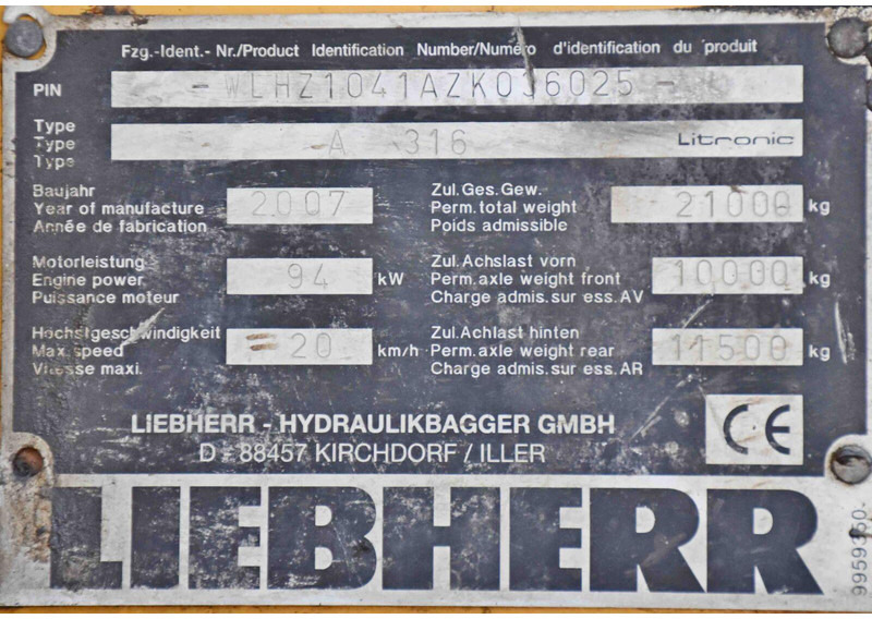 Mobilbagger Liebherr PELLE A316: das Bild 13 Mobilbagger Liebherr PELLE A316: das Bild 13