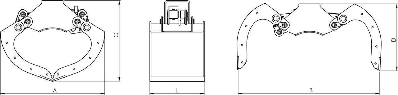 Clamshell bucket withouth side-walls BV-MR 205 - Zweischalengreifer für Ladekran: das Bild 4 Clamshell bucket withouth side-walls BV-MR 205 - Zweischalengreifer für Ladekran: das Bild 4