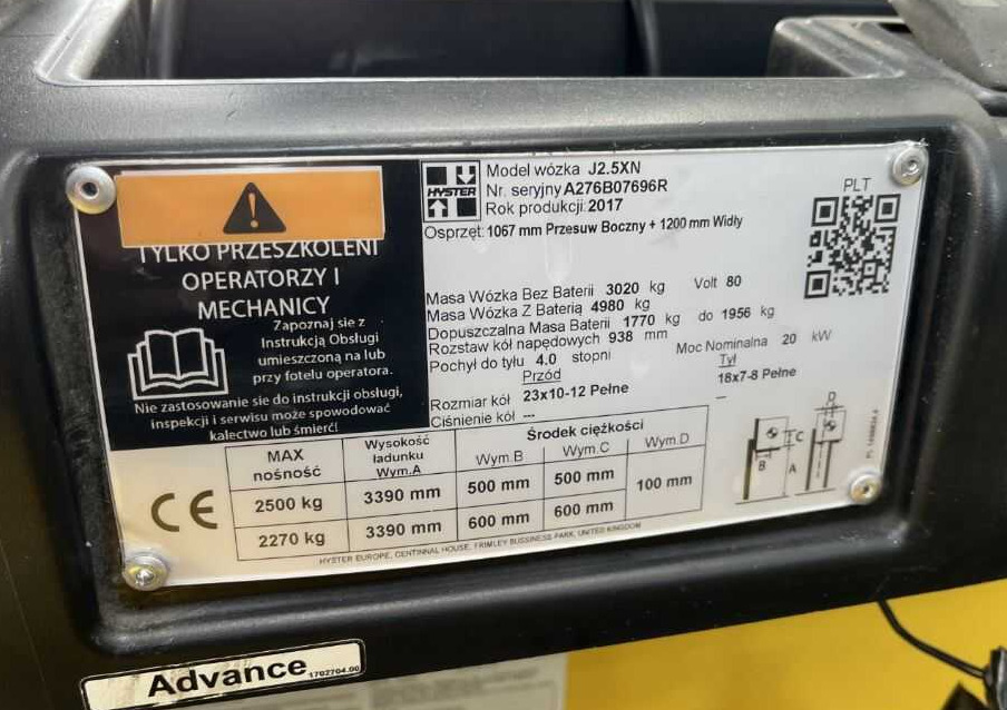 Hyster J2.5XN - Elektrostapler: das Bild 4 Hyster J2.5XN - Elektrostapler: das Bild 4