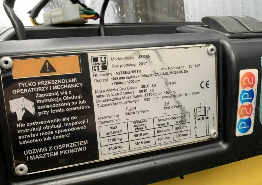 Hyster J3.0XN - Elektrostapler: das Bild 4 Hyster J3.0XN - Elektrostapler: das Bild 4