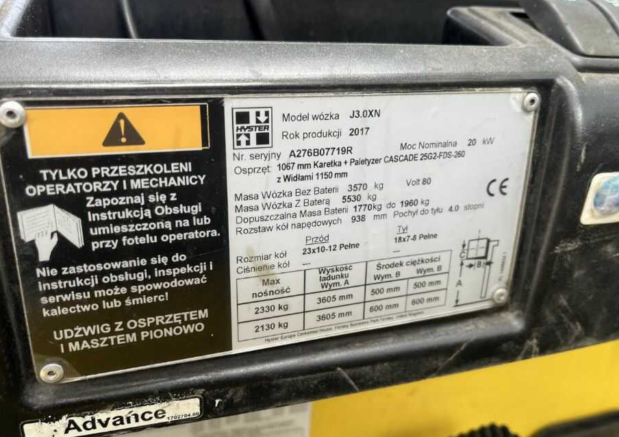 Hyster J3.0XN - Elektrostapler: das Bild 4 Hyster J3.0XN - Elektrostapler: das Bild 4