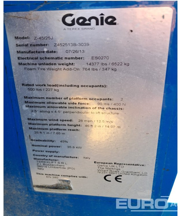 2013 Genie Z45/25 - Arbeitsbühne: das Bild 5 2013 Genie Z45/25 - Arbeitsbühne: das Bild 5