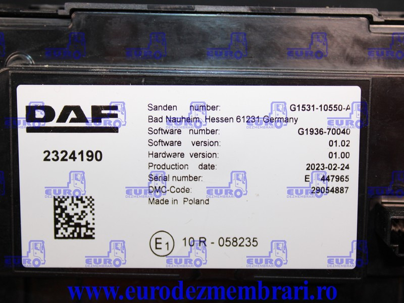 ELEMENT BORD COMANDA CLIMA DAF XF XG 2324190, 2295570 - Armaturenbrett für LKW: das Bild 4 ELEMENT BORD COMANDA CLIMA DAF XF XG 2324190, 2295570 - Armaturenbrett für LKW: das Bild 4